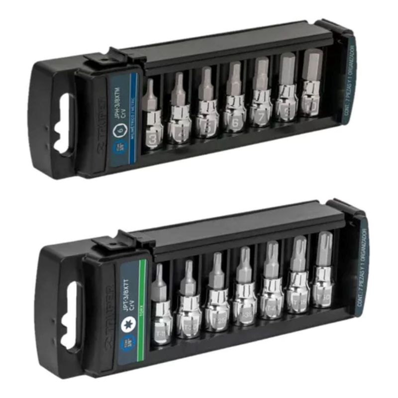 TRUPER - Combo De Copas Puntas Bristol Y Torx 14 Pcs Cuadrante 3/8