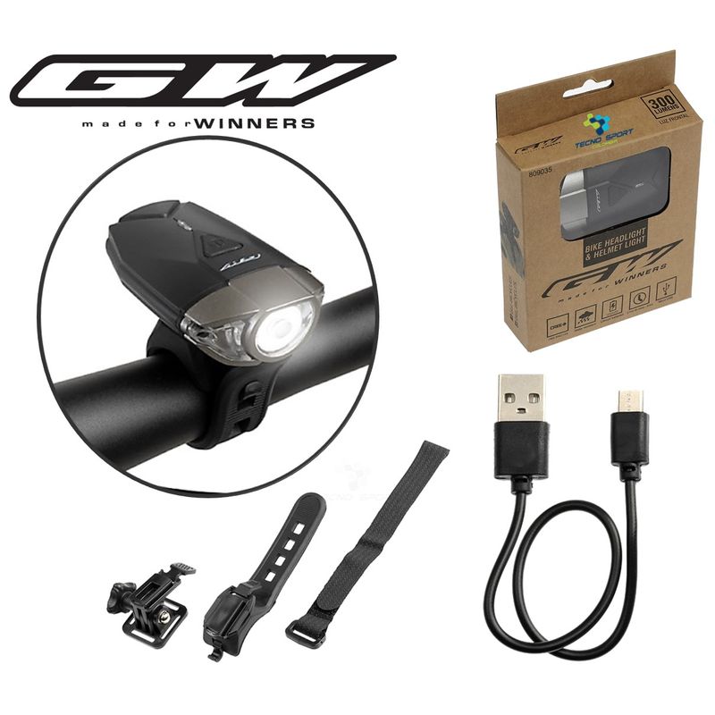 GW - Luz Bicicleta Delantera Gw 300 Lumen Recargable Usb