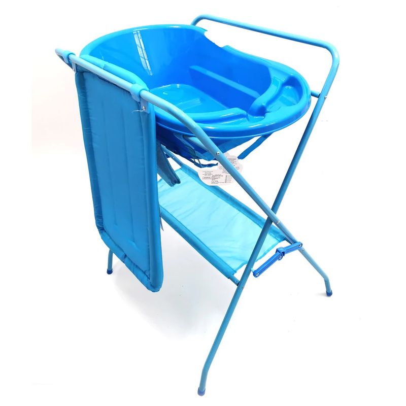 ABBA - Bañera bebe  Soporte Completo Con Cambiador De Pañales azul