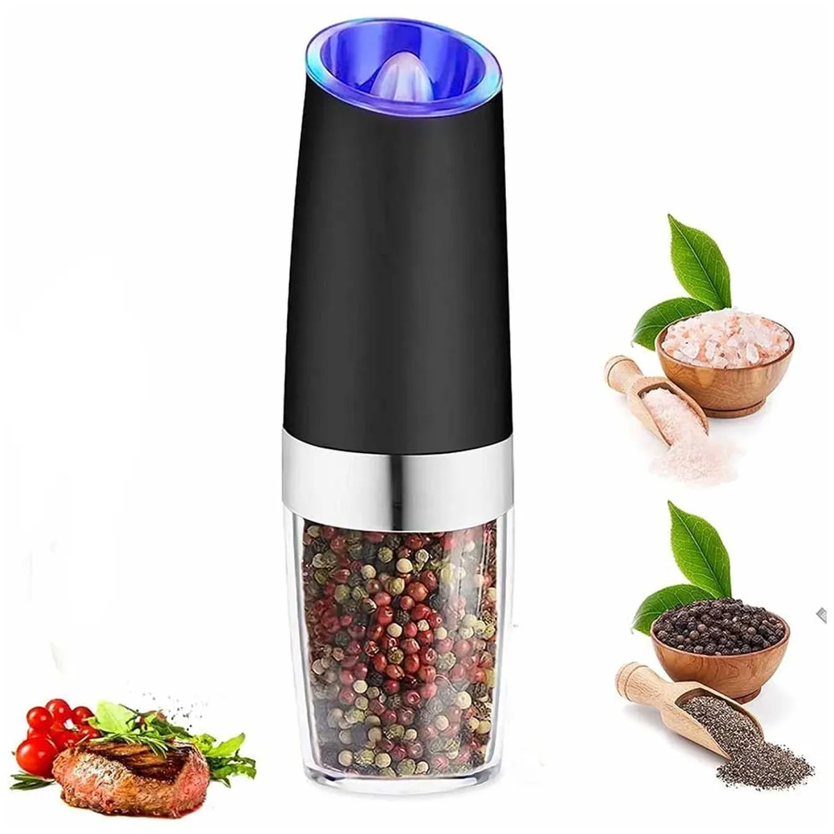 ONE PIXEL - Molino De Especias Electrico Con Luz LED Sensor De Gravedad