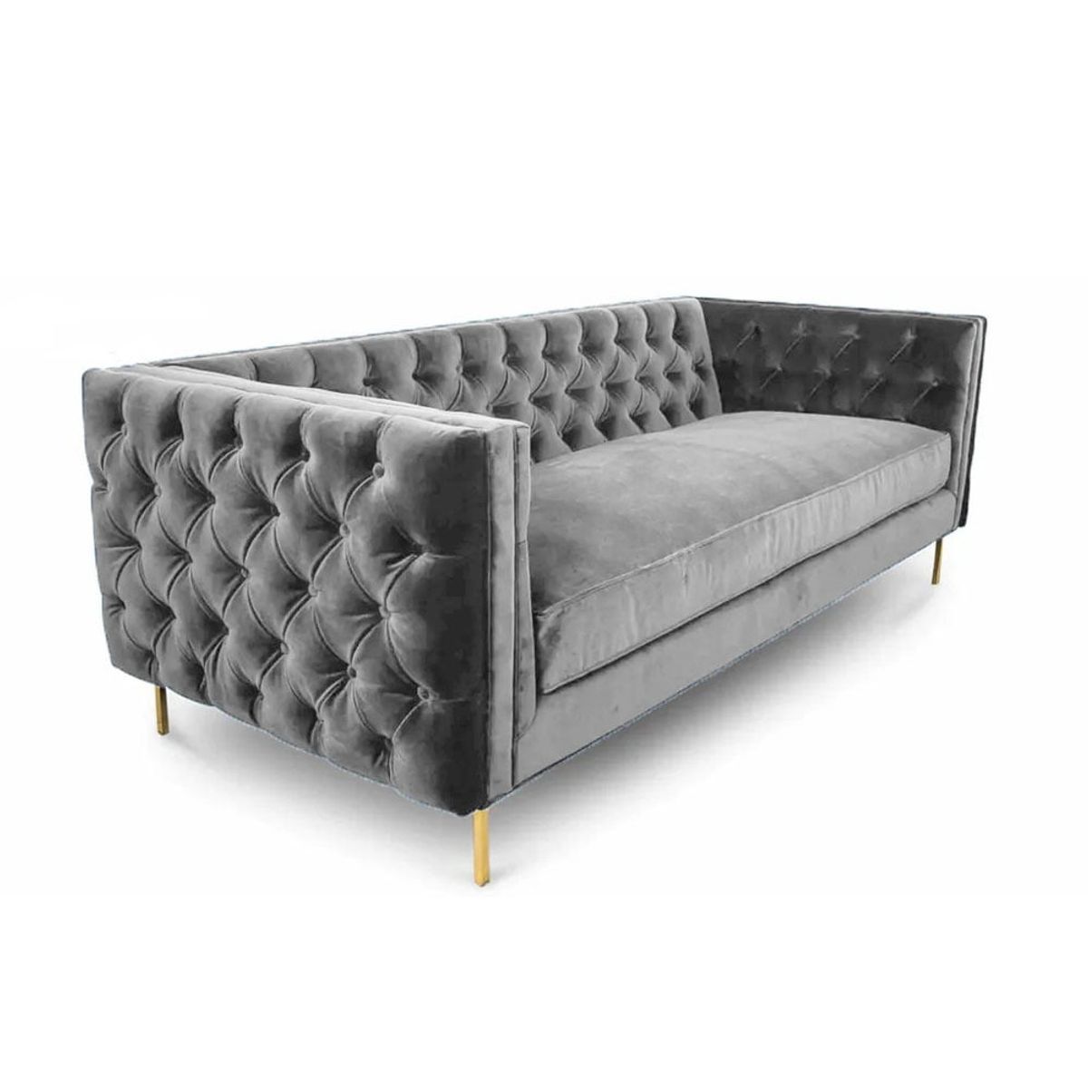 GENERICO - SOFA MODERNO NEWCASTLE ELEGANT 4 PUESTOS ECOCUERO GRIS