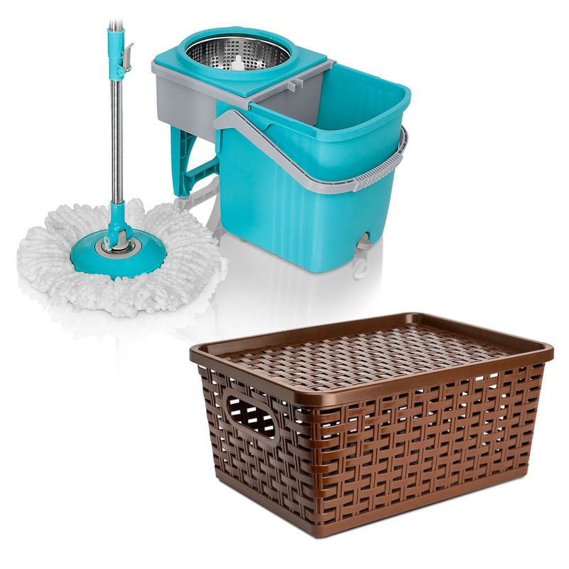 ENERGY PLUS - Trapero Giratorio Microfibra + Caja Organizadora Café