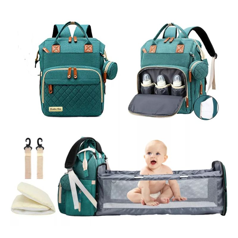 GENERICO - Morral Pañalera Tipo Cuna Con Cambiador 2 En 1 verde