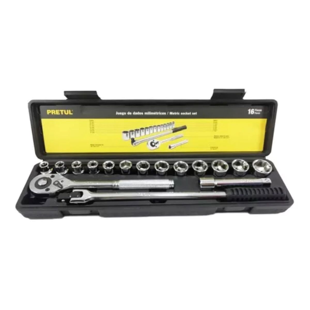 PRETUL - Juego De Copas Cuadrante De 12 Mecánica Profesional 16pcs