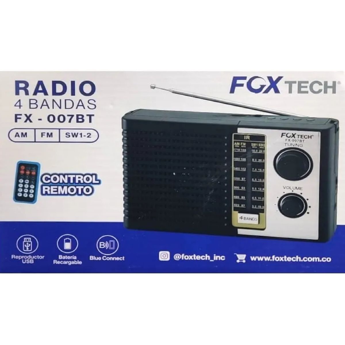 GENERICO - RADIO FX-007BT AM FM PARLANTE USB RETRO RECARGABLE