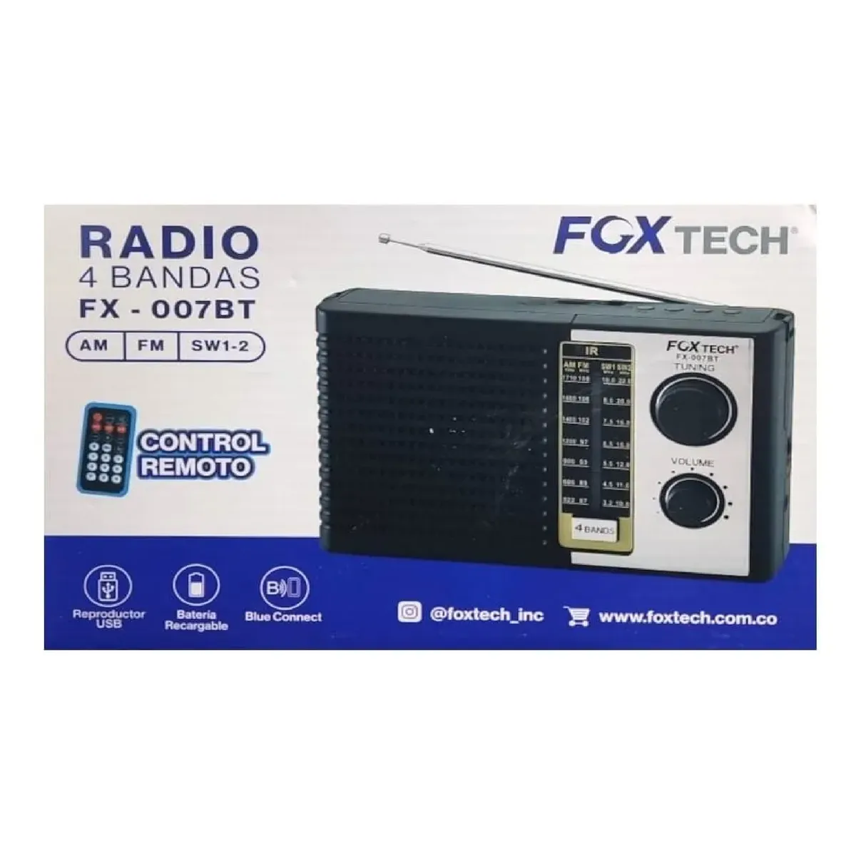 GENERICO - RADIO FX-007BT AM FM PARLANTE USB RETRO RECARGABLE