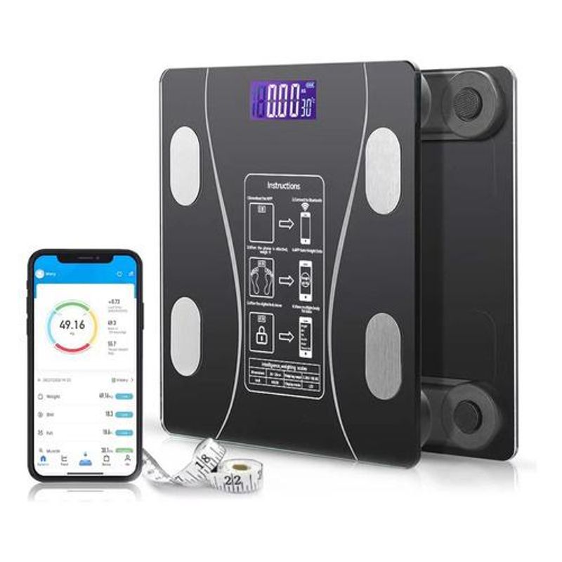 GENERICO - Bascula Balanza Pesa Digital Bluetooth Color Negro