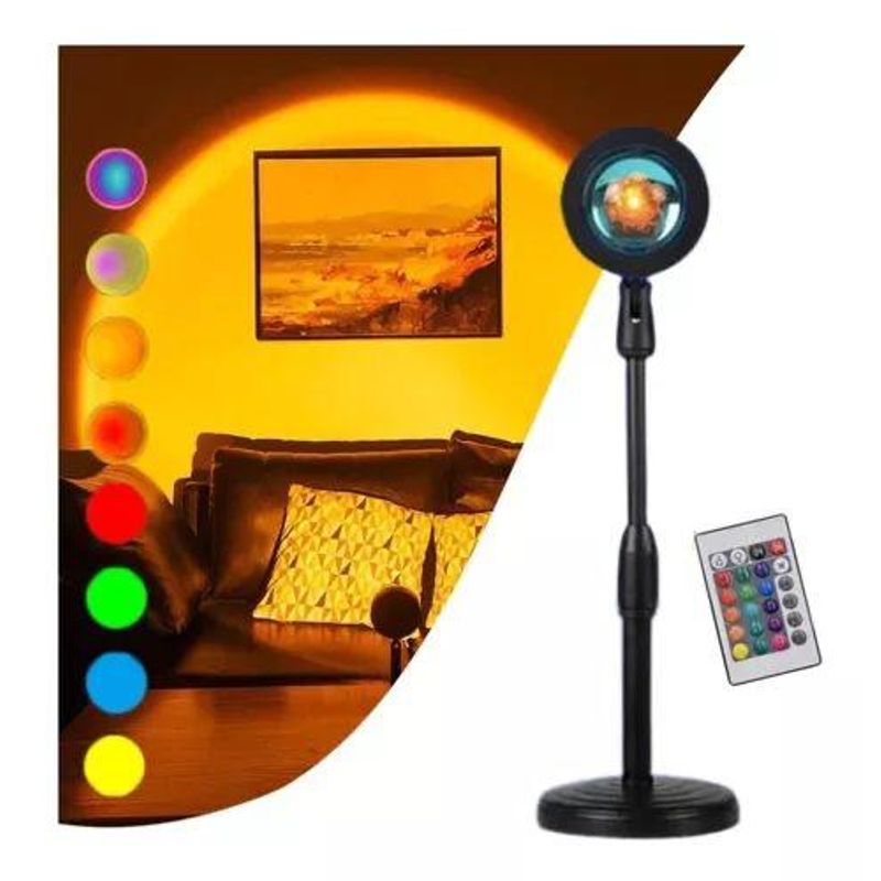 GENERICO - Lampara Sunset Atardecer Luz Led con Control 16 Colores