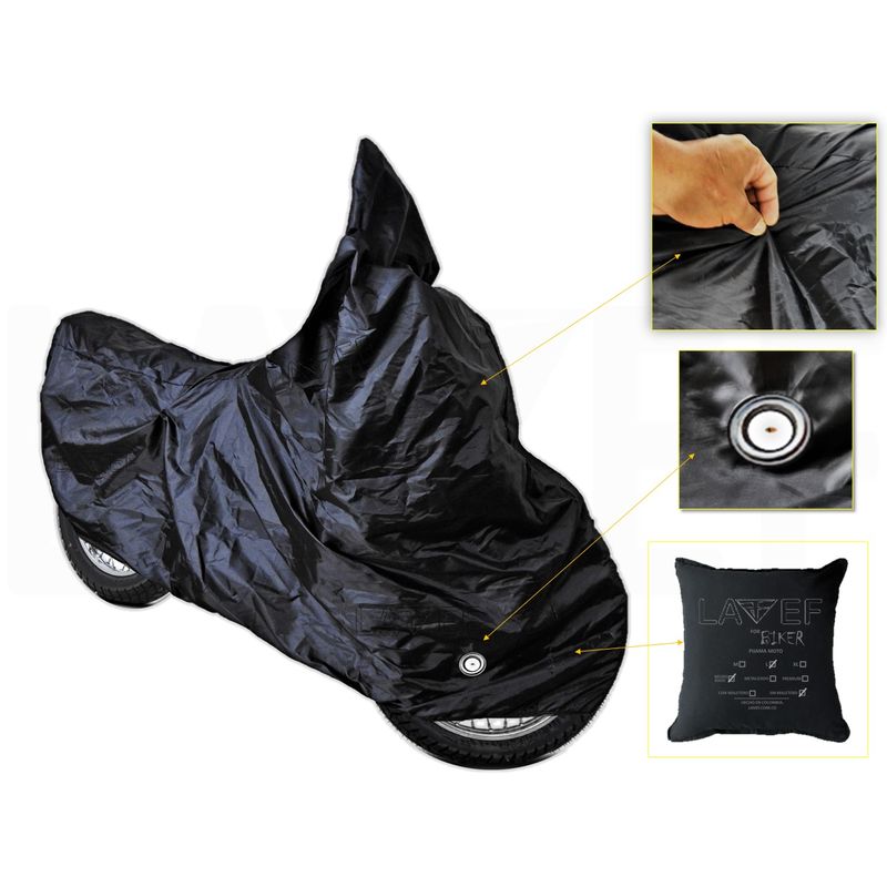LAVEF - PIJAMA PARA MOTO  NEGRA BASIC + FORRO PARA MALETÍN
