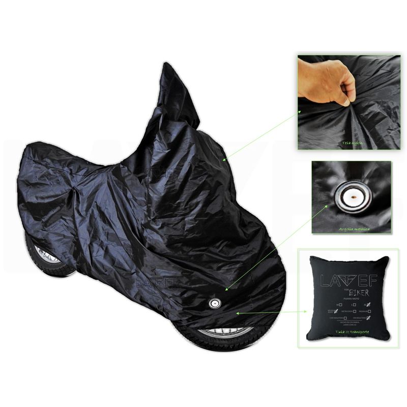 LAVEF - PIJAMA PARA MOTO  NEGRA BASIC + FORRO PARA MALETÍN