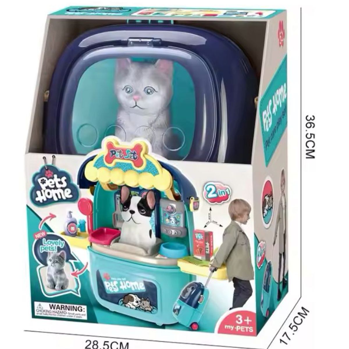 GENERICO - Kit Veterinaria Gato Maleta Portatil Ruedas Juguete Niño