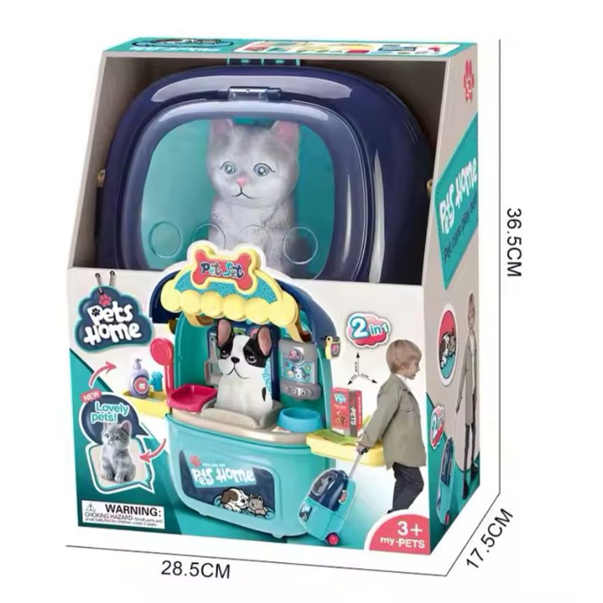 GENERICO - Kit Veterinaria Gato Maleta Portatil Ruedas Juguete Niño