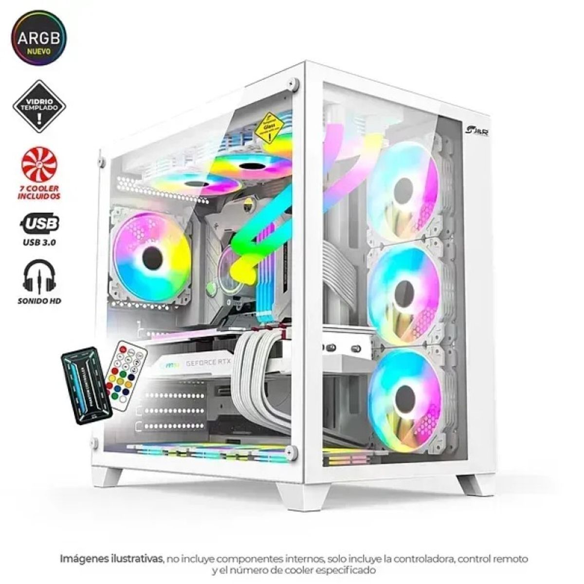 STARTEC - Chasis Wattana Artico Snow Wa-Ch3611 + 7 Ventiladores Argb