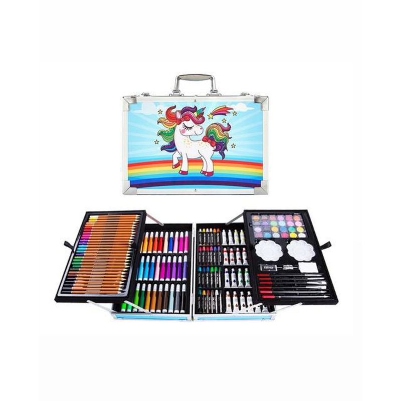 GENERICO - Kit Set Arte Dibujo Maletin Metalico Pinturas 145 Piezas