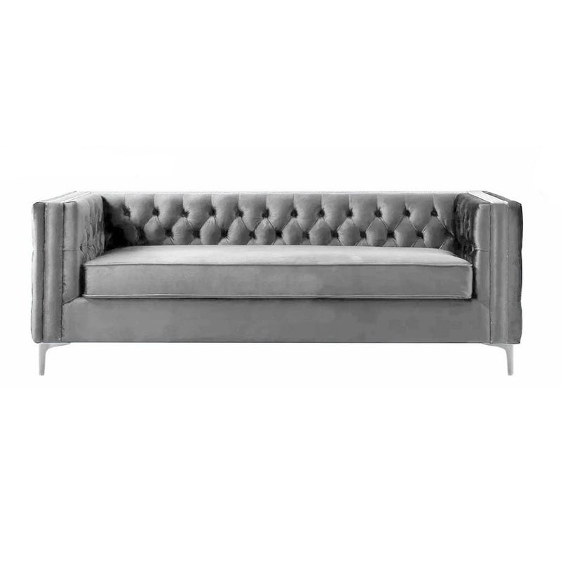 GENERICO - SOFA MODERNO NEWCASTLE ELEGANT 2 PUESTOS ECOCUERO GRIS
