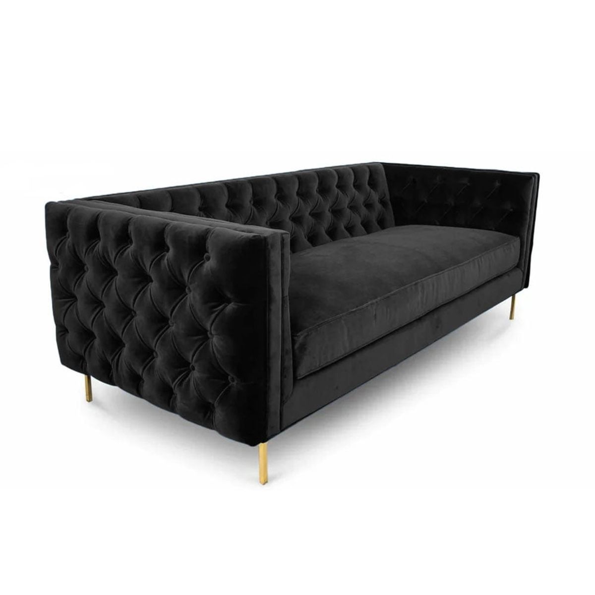 GENERICO - SOFA MODERNO NEWCASTLE ELEGANT 2 PUESTOS ECOCUERO NEGRO