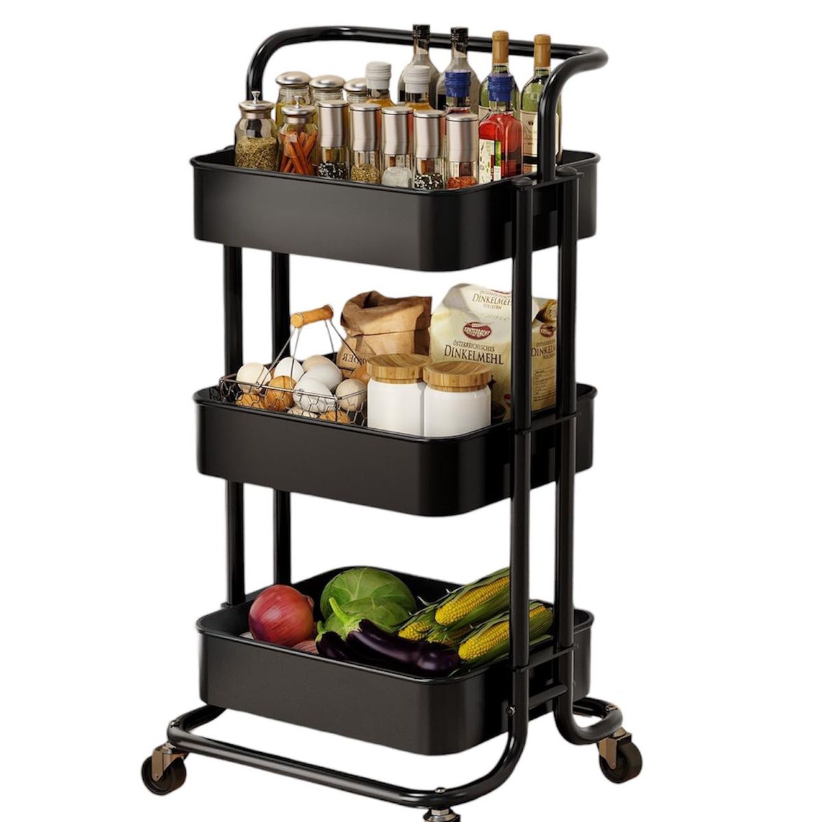 OEM - Organizador Multiusos Con Ruedas Almacenamiento 3 Niveles Auxilia