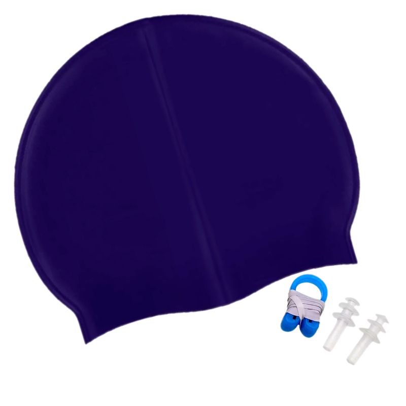 GENERICO - Gorro de natación en silicona  tapones oídos  clip nariz