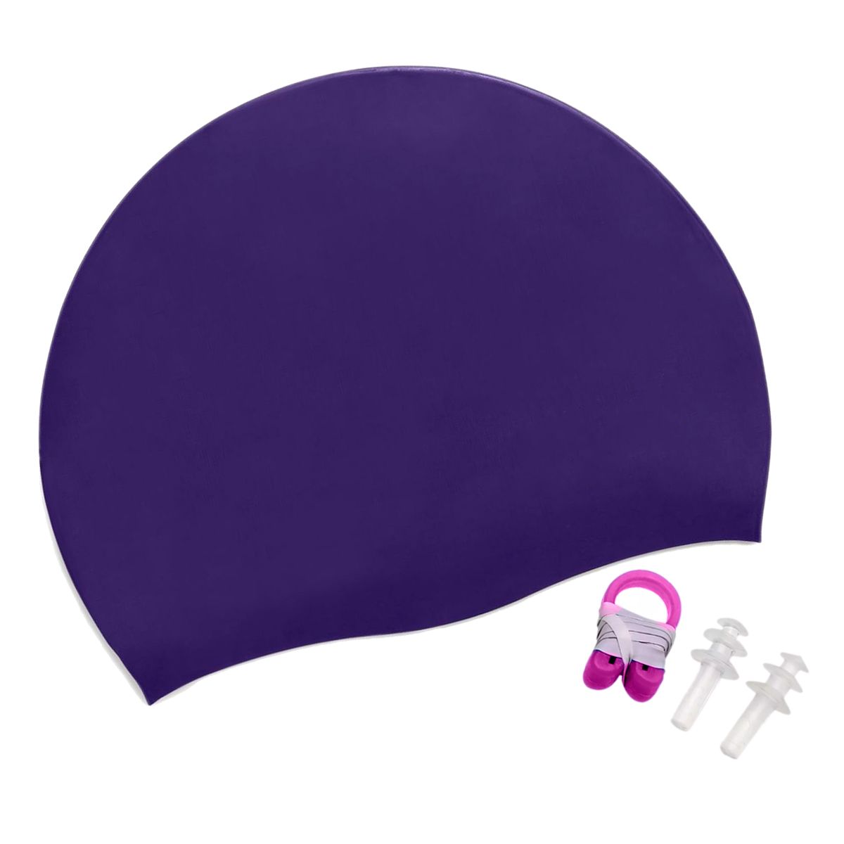 GENERICO - Gorro de natación en silicona  tapones oídos  clip nariz