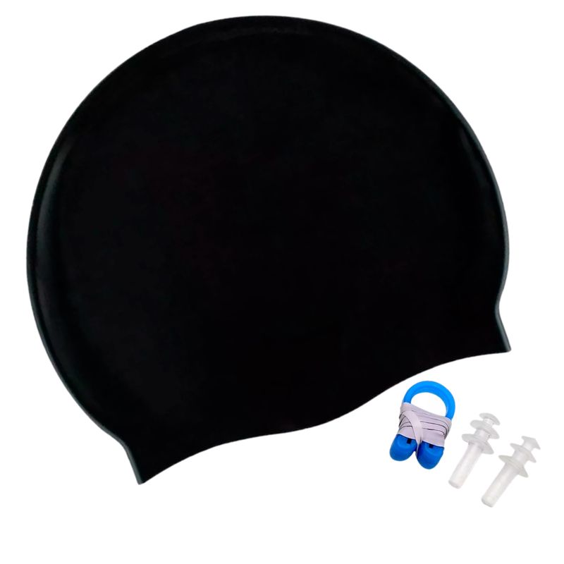 GENERICO - Gorro de natación en silicona  tapones oídos  clip nariz