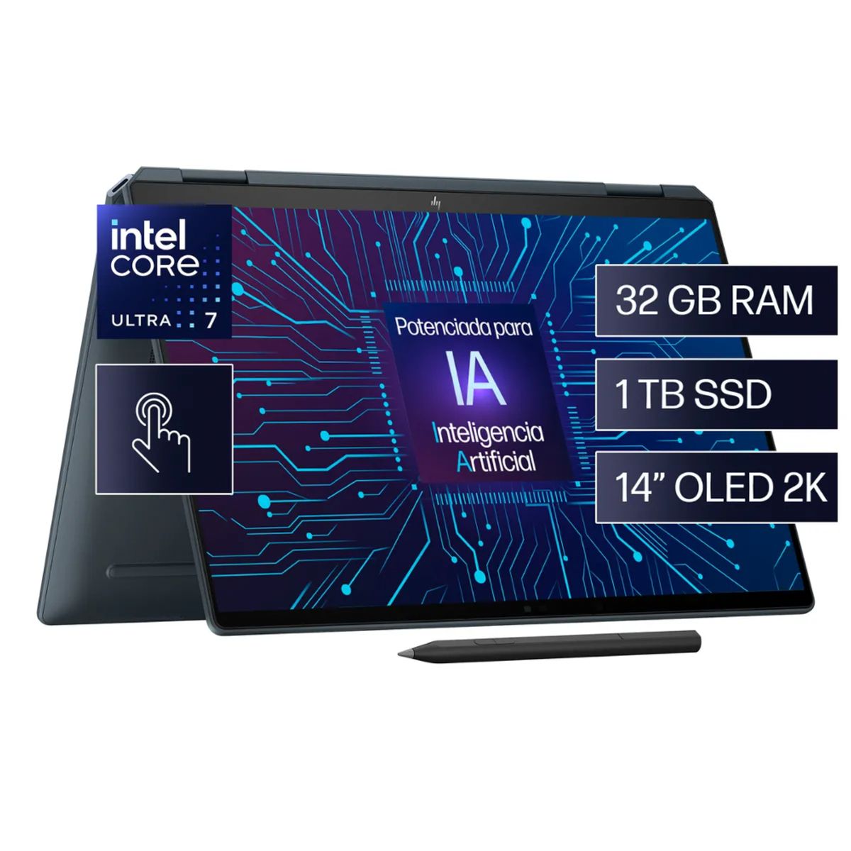 HP - Portátil HP Spectre x360 Intel Core Ultra 7 RAM 32GB SSD 1TB Windows 11 Home