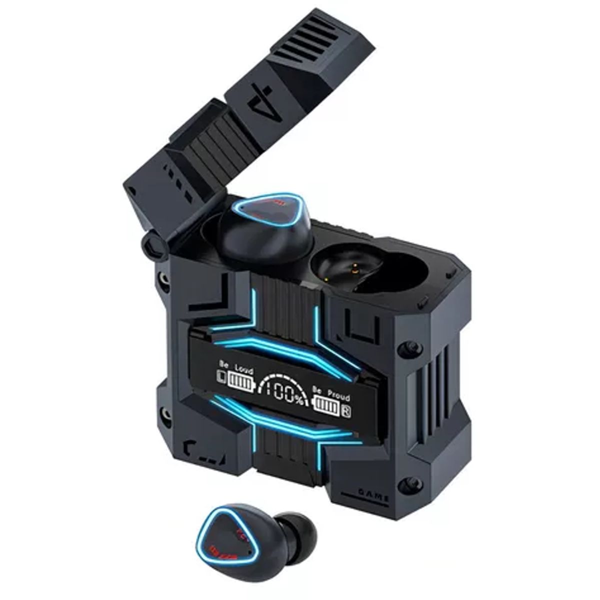 ZHOPI CO - Audifonos Inalambricos Metalizados Futuristas Gamer Power Bank