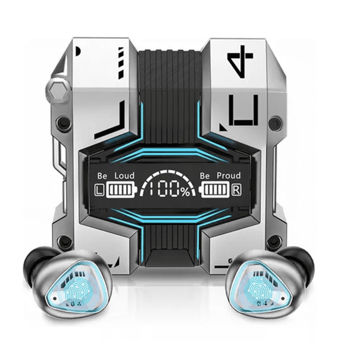 ZHOPI CO - Audifonos Inalambricos Metalizados Futuristas Gamer Power Bank