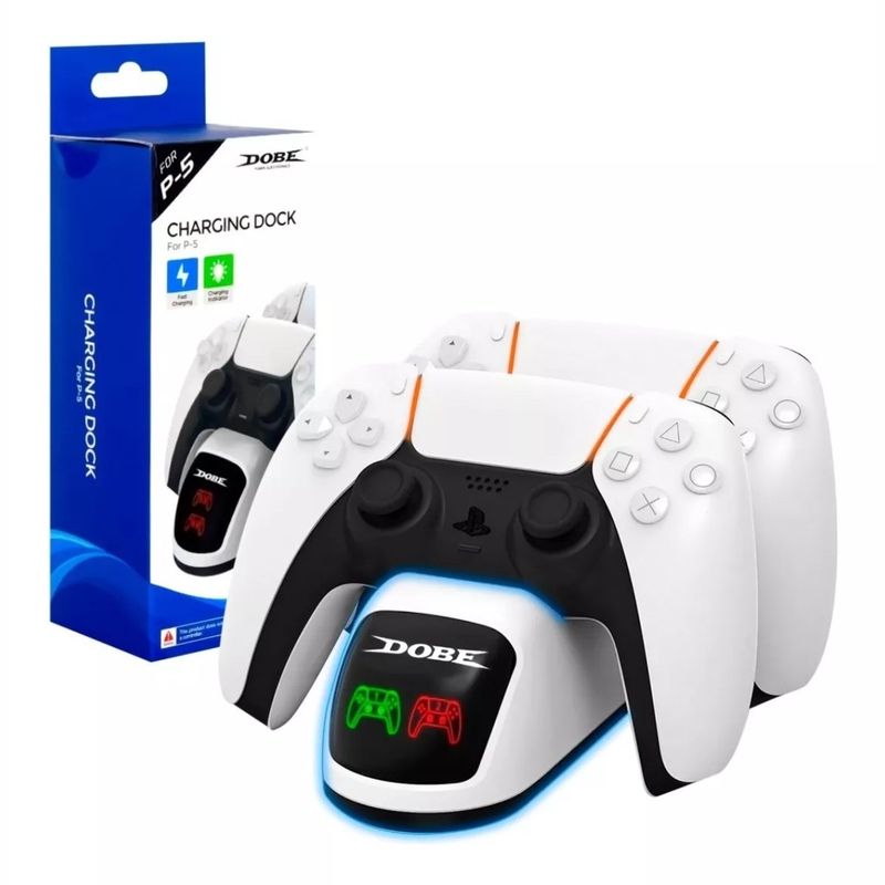 GENERICO - Cargador Para Mandos Ps5 Estación De Carga Ps5 Dobe Blanco