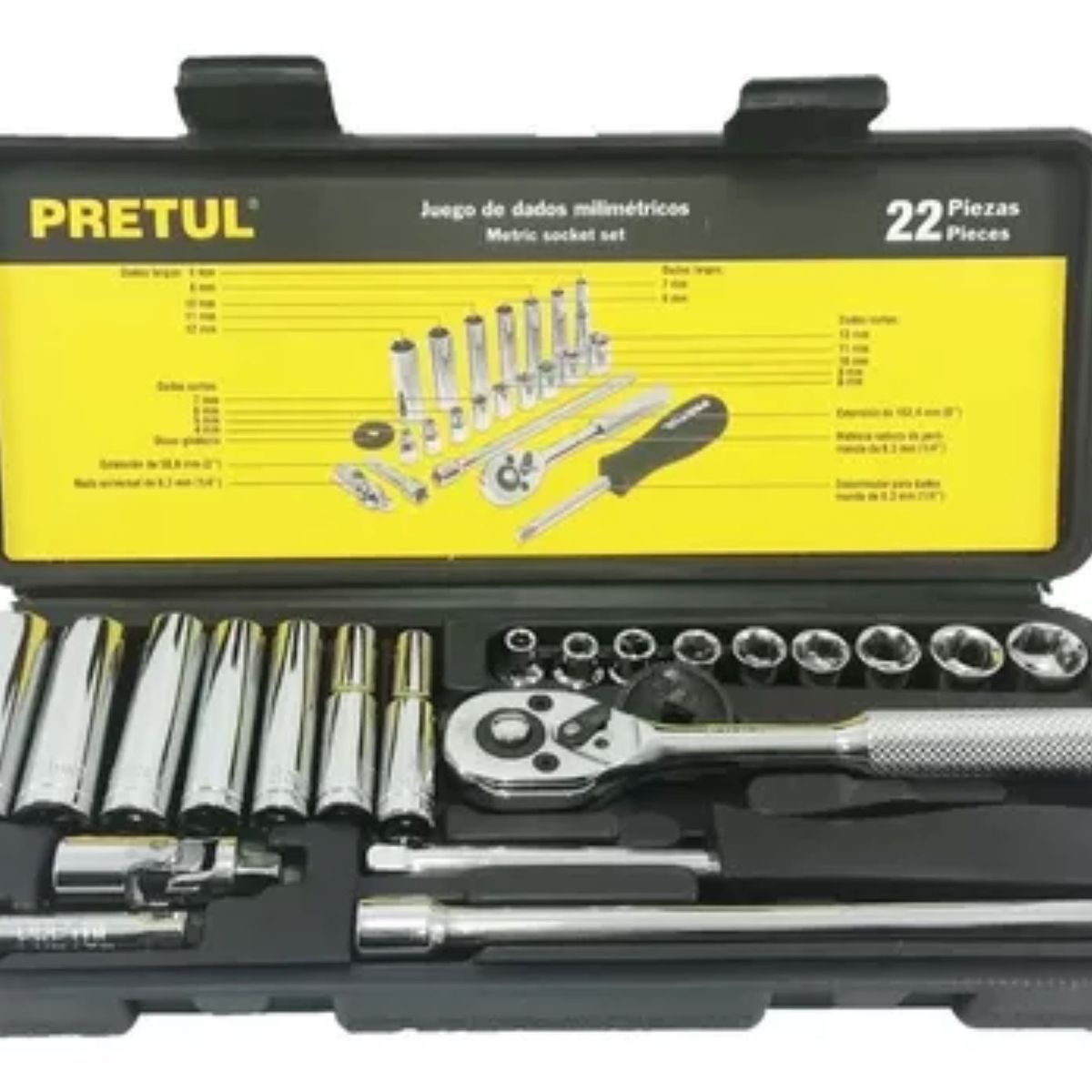 PRETUL - Juego De Copas Milimetros 22pcs Cuadrant 14 Mecánica Pretul