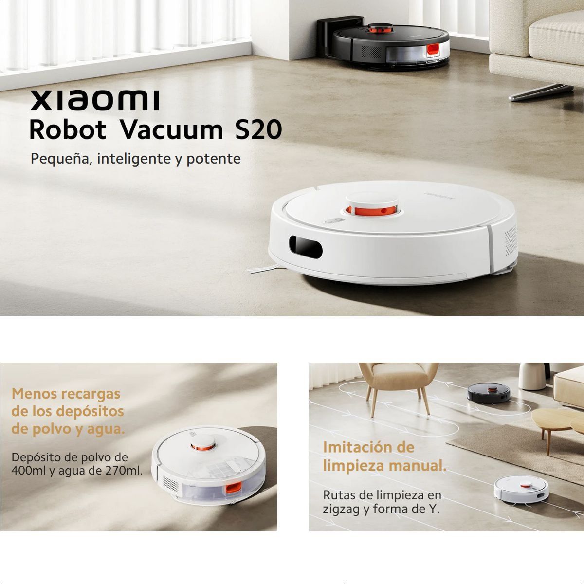 XIAOMI - Xiaomi Robot Vacuum S20 Aspiradora Smart Trapeadora Wht