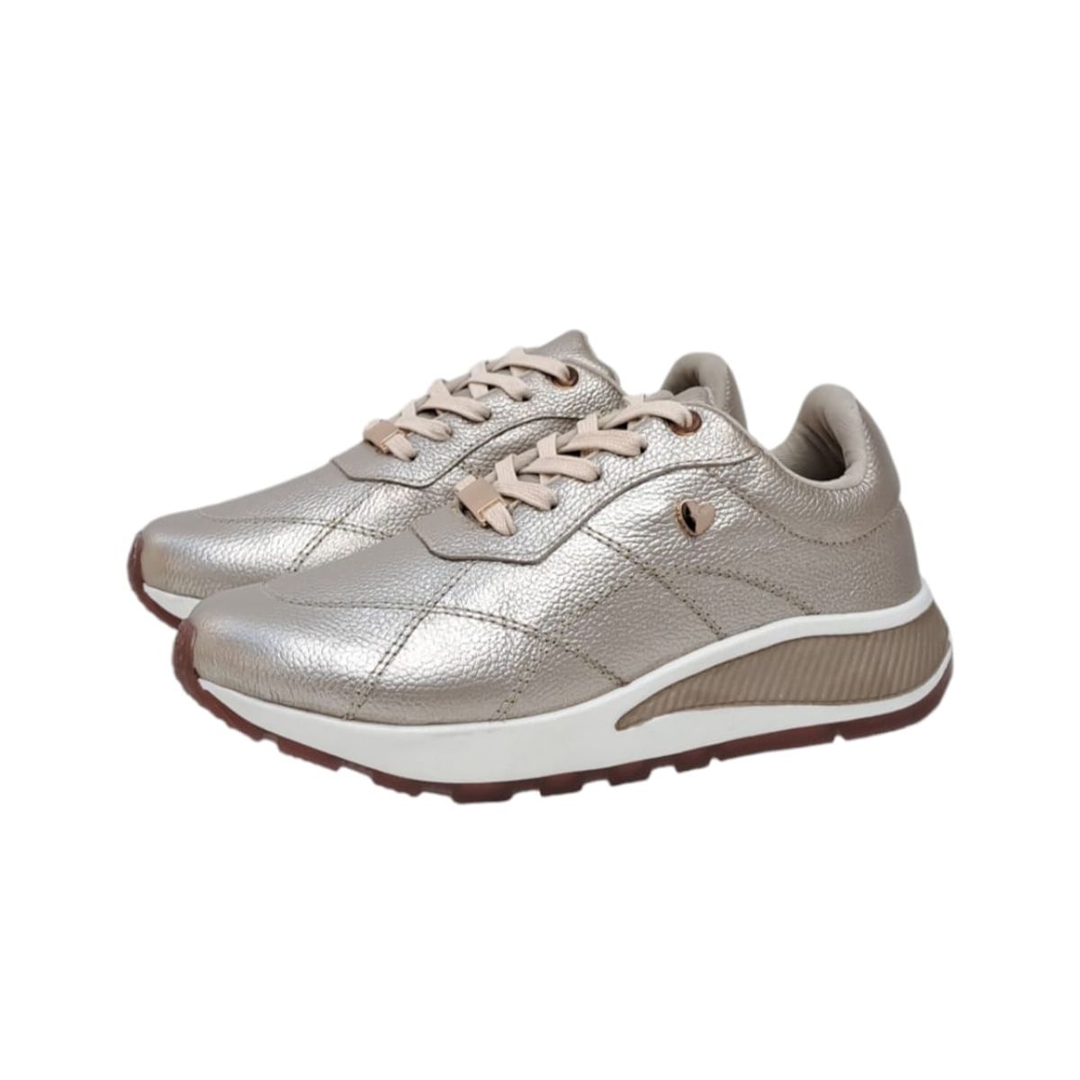 EVEGONZ - Tenis en Cuero Para Mujer Zapato Confortable Dorado