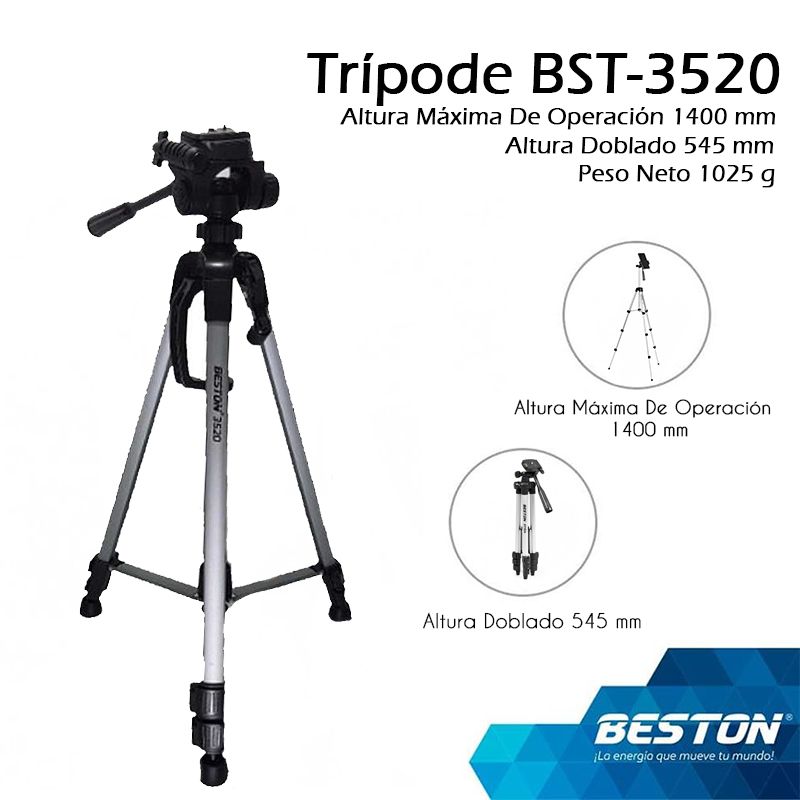 BESTON - TRIPODE PARA CAMARA O CELULAR BESTON BST3520 140MTS MAS ESTUCHE