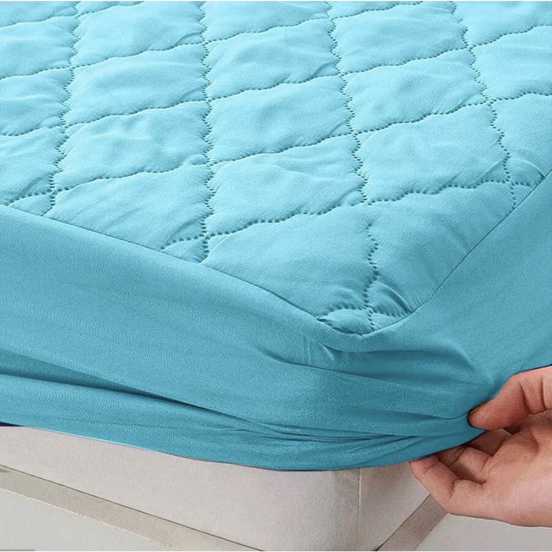GENERICO - Forro Protector de Colchón Antifluido Semidoble 120X190 CELESTE
