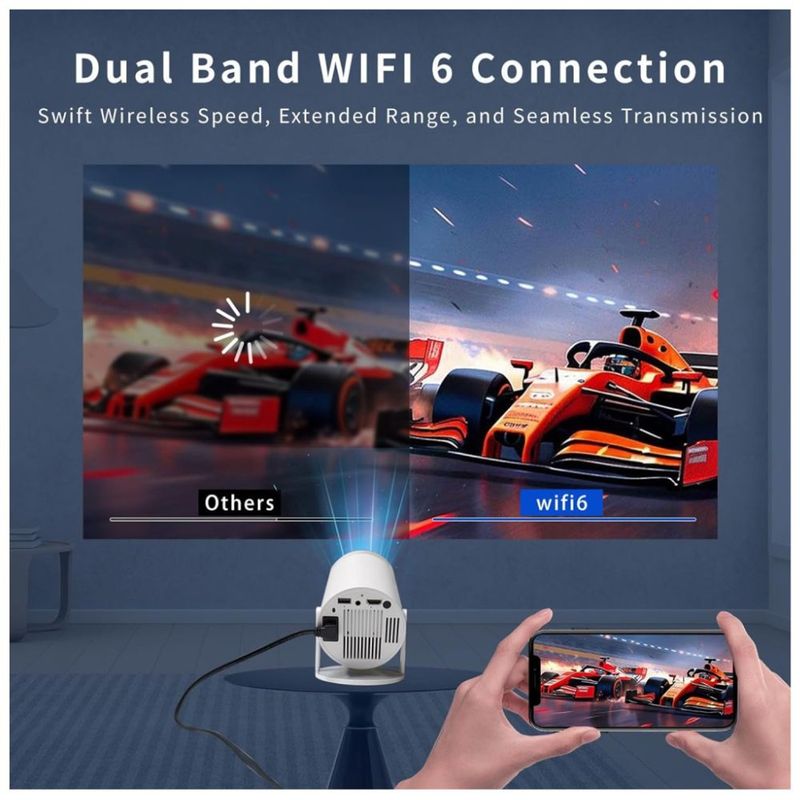 AMERICAN GENERICS - Proyector Mini Cañon Led 4k Smart Tv Android 8000 Lúmenes Color Blanco