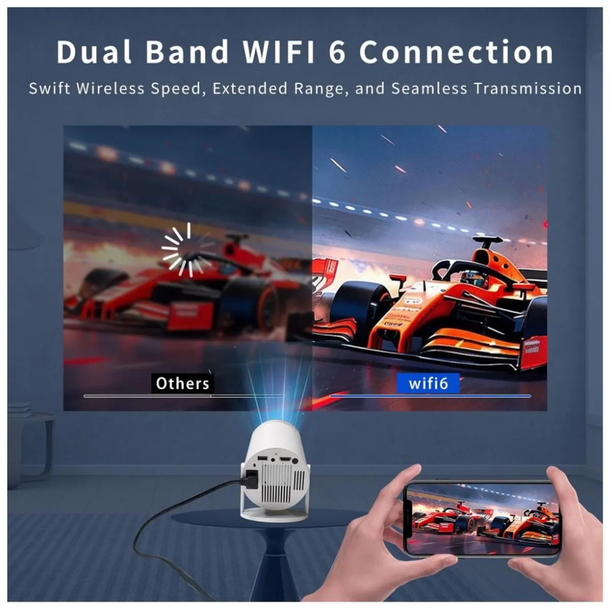 AMERICAN GENERICS - Mini projectores HY300 Blanco 110V220V CON ANDROID 11