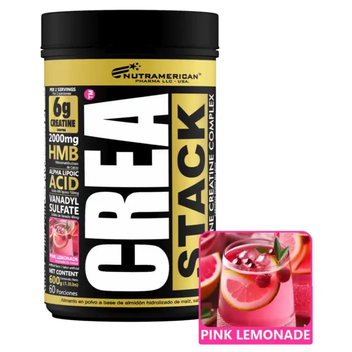 MEGAPLEX - Crea Stack Creatina Monohidratada 6gr - Sabor Pink Lemonade