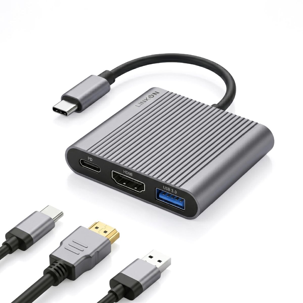 LINKON - Hub Usb C Adaptador Multipuerto 3 En 1 Para Macbook Windows-