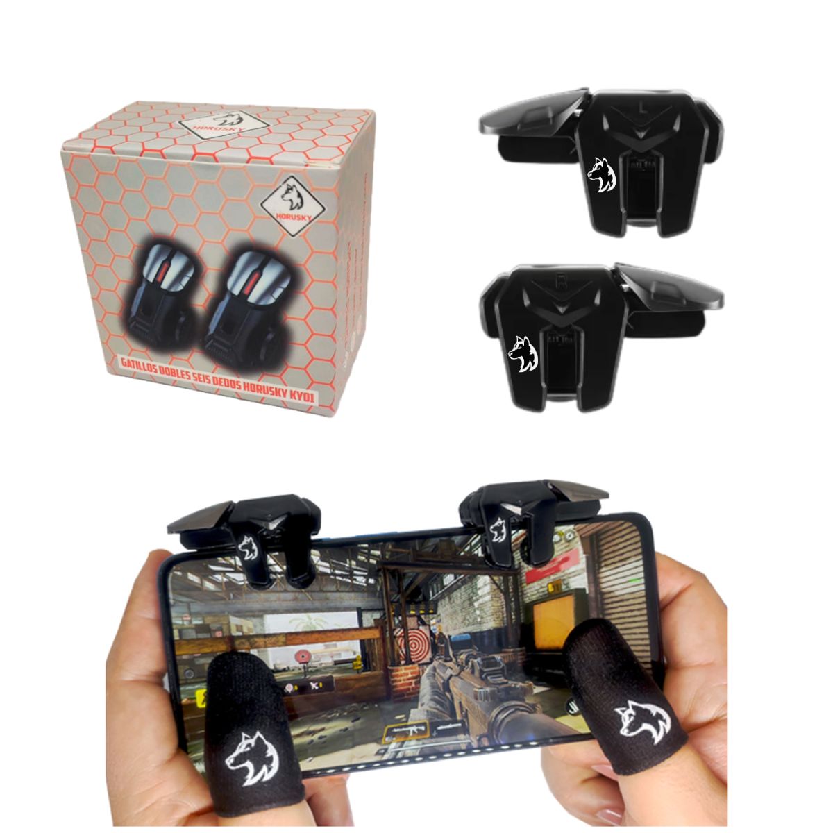 GENERICO - Gatillos Gamer Dobles Para Celular Horusky Ky01+ Fundas Dedo