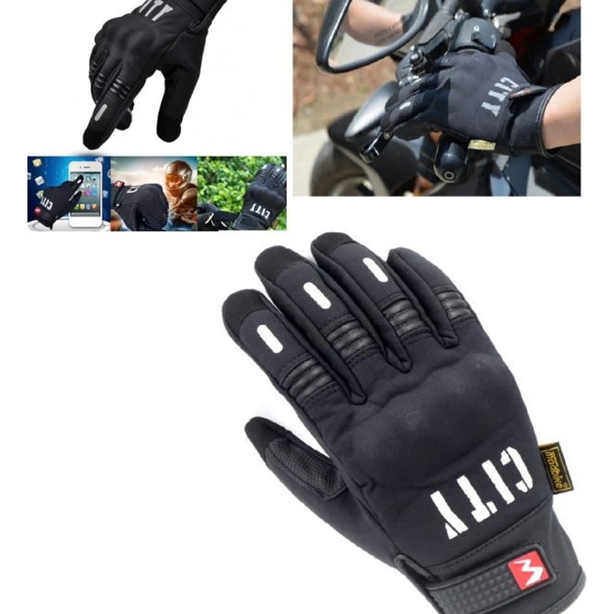 GENERICO - Guantes Moto Ciclista Térmicos Táctiles Protección Nudillos