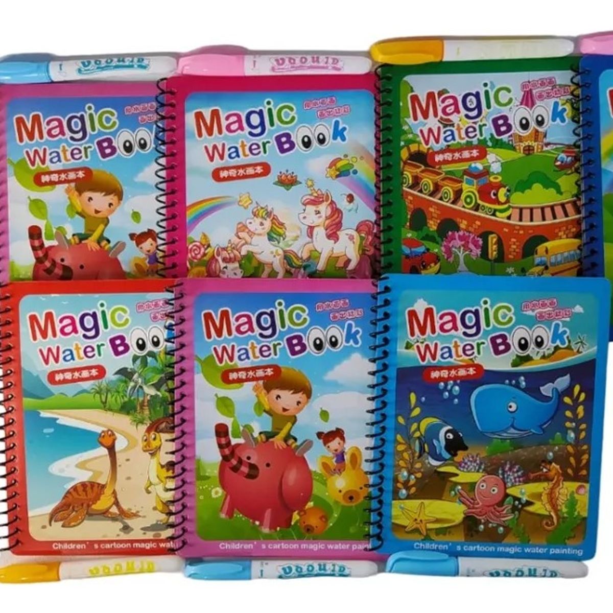 GENERICO - Libro Cuaderno Mágico Colorear Agua Diseños Marcador Lápiz