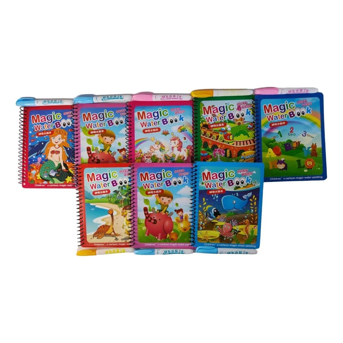 GENERICO - Libro Cuaderno Mágico Colorear Agua Diseños Marcador Lápiz