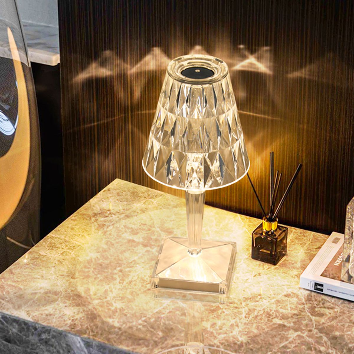 GENERICO - Lampara Led Mesa Iluminación Cristal Decoracion Lujo Hogar