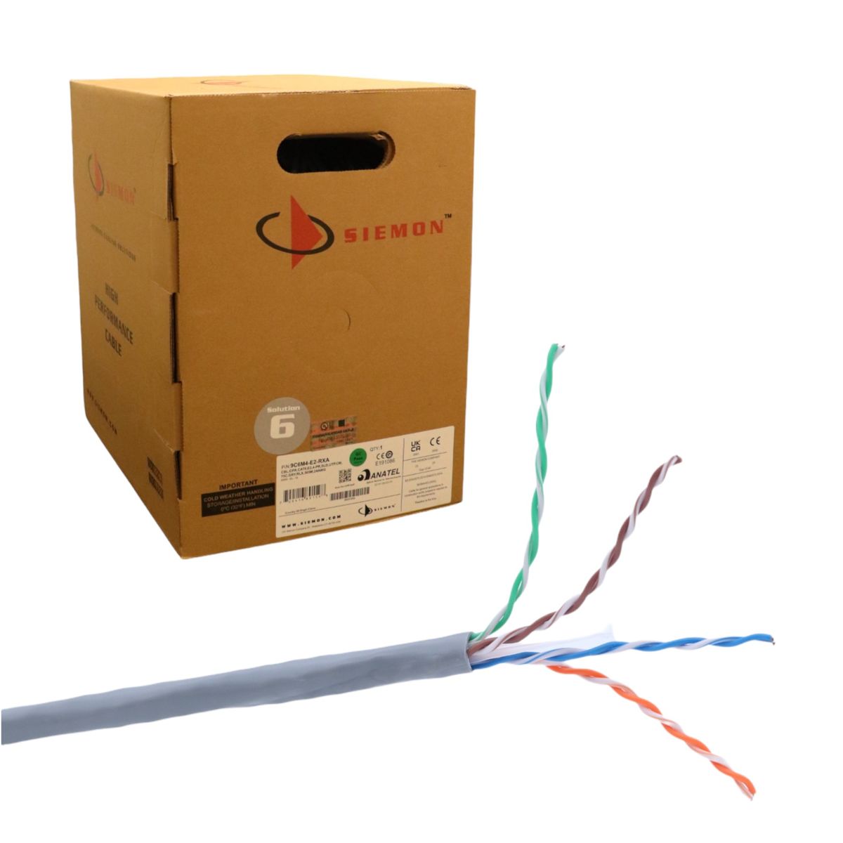 SIEMON - Cable U/UTP Cat 6 SIEMON 9C6M4-E2-RXA interior GRIS 305M