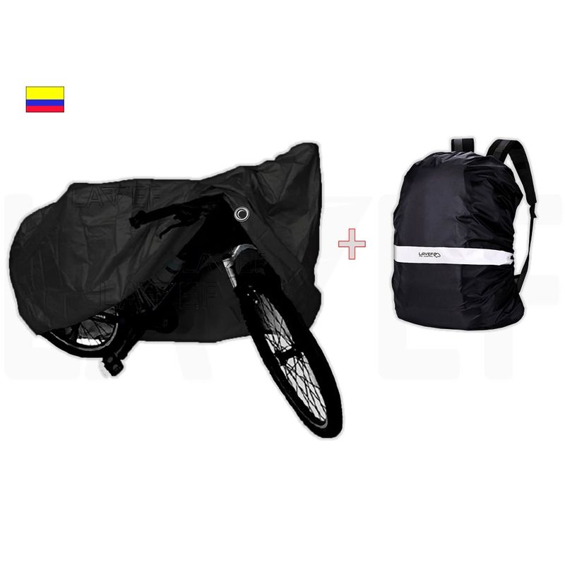 LAVEF - PIJAMA PARA BICICLETA NEGRA  + FORRO PARA MALETIN
