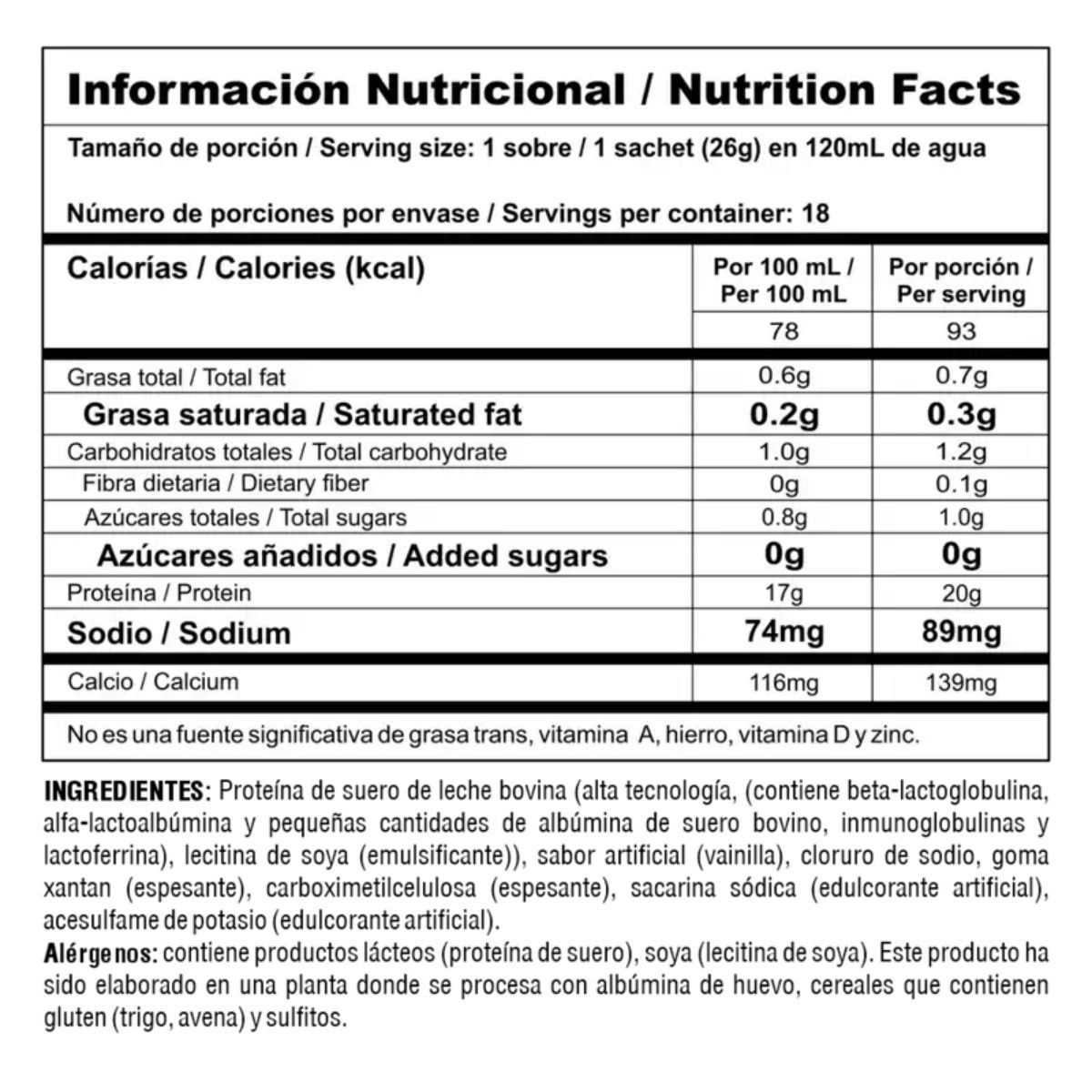 MEGAPLEX - Bipro Classic 18 Sachets - Vainilla Proteina limpia