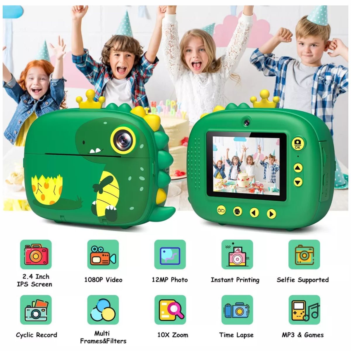 GENERICO - Camara Instantanea Para Niños Videos Full Hd Incluye Colores