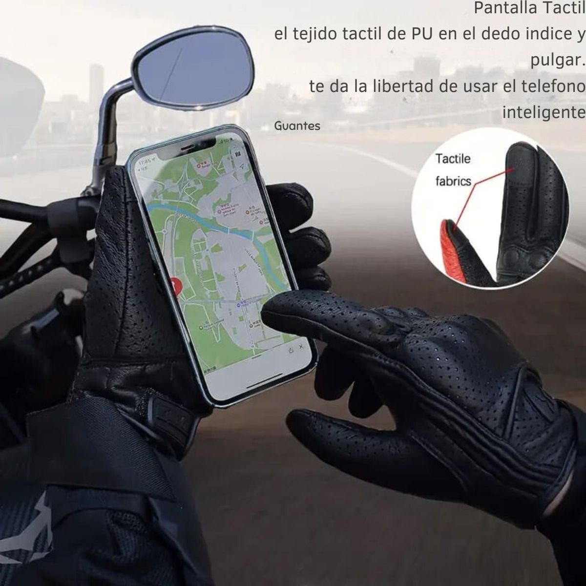 ICON - Guantes Proteccion Traspirable Motociclista Cuero PU