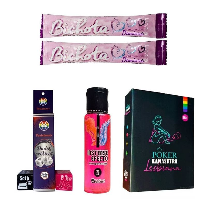 GENERICO - Kit Juego Dados Y Póker Lésbico + Potenciador + Multiorgasmo