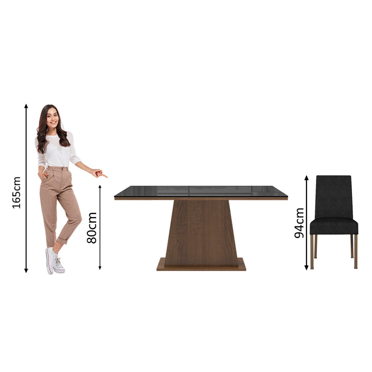 MADESA - Juego de Comedor Sabrina 4 Sillas Oxford - Tablero de Madera y Cristal