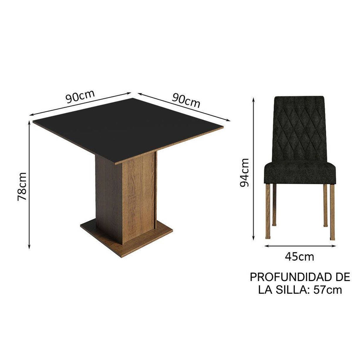 MADESA - Juego de Comedor Livia con 4 Sillas Oxford